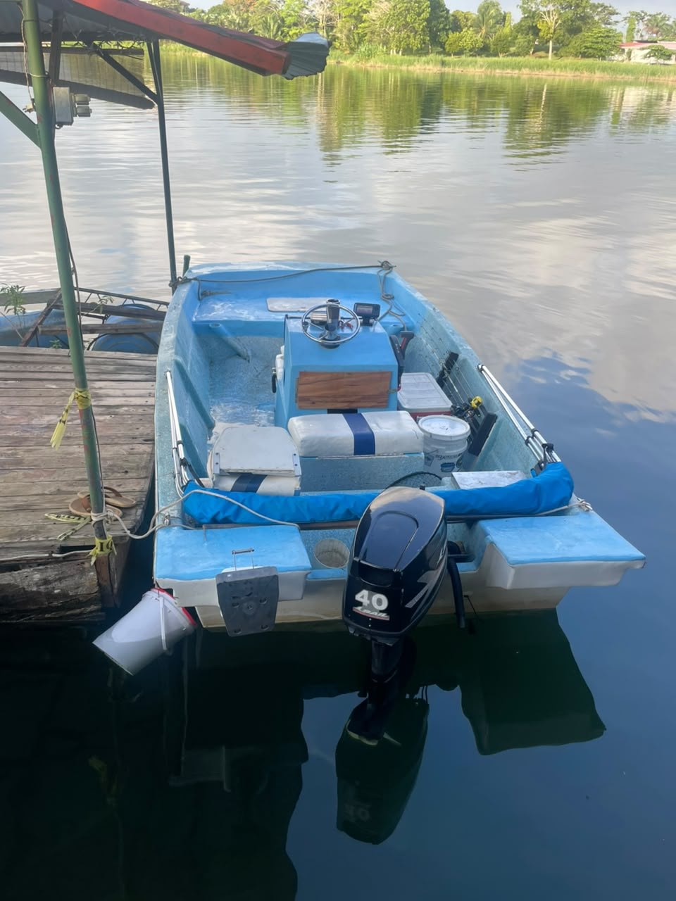 Guest with peacock bass and Capt. Luke on Gatun Lake, Panama