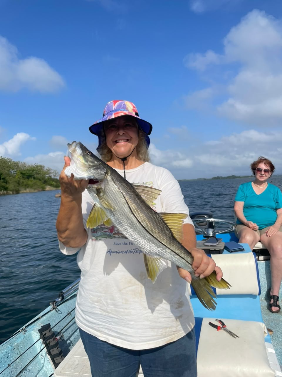 Client with snook caught on Gatun Lake sport fishing charter
