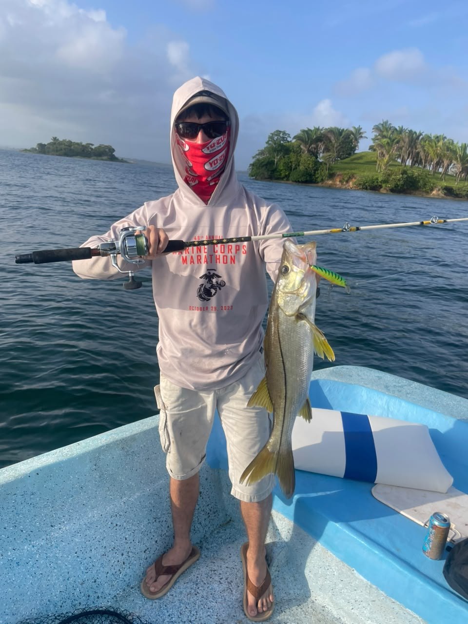 40hp 2-stroke engine on Panalake custom fishing boat, Gatun Lake Panama
